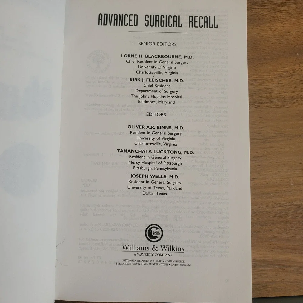 Advanced Surgical‎ Recall by Lorne H. Blackbourne, MD Medical Paperback Book